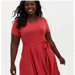 Summery Red Hanky Hem Skater Dress from Torrid